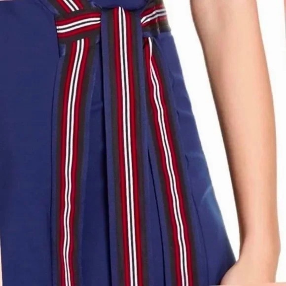 Diane Von Furstenberg DVF Lindsey Faux Wrap Satin Trimmed Shift Midi Dress - Picture 4 of 8